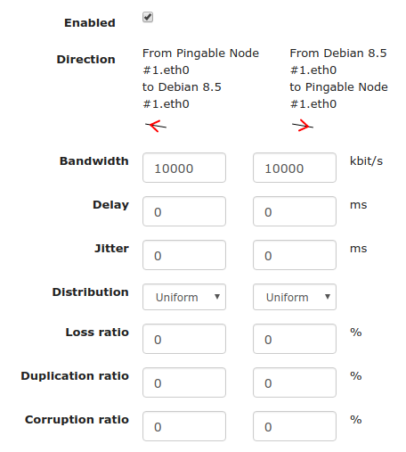 link emulation settings